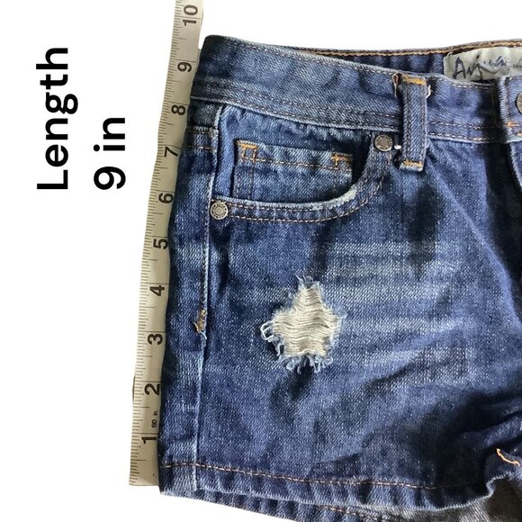 Aviva Girls Daisy Dukes Style Jean Shorts Distressed Denim Blue Size 14 - Picture 7 of 10